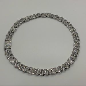 14k White Gold Iced Figaro Cuban Link Chains 13mm 18” 20” Iced out Premium